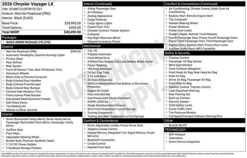 2026 Chrysler Voyager LX