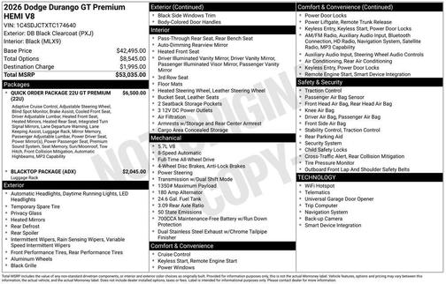 2026 Dodge Durango GT Premium HEMI V8 AWD