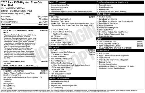 2026 RAM 1500 Big Horn/Lone Star