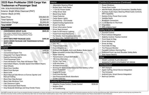 2025 RAM ProMaster 2500 Tradesman