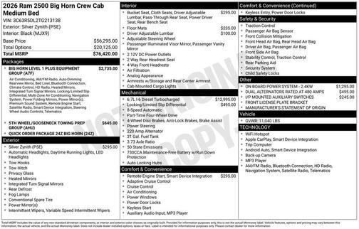 2026 RAM 2500 Big Horn