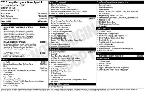 2026 Jeep Wrangler Sport S