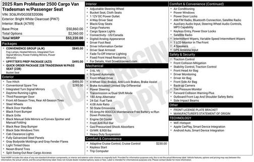 2025 RAM ProMaster 2500 Tradesman