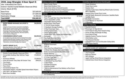 2026 Jeep Wrangler Sport S