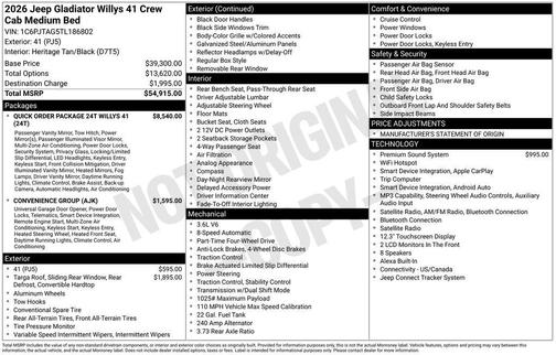 41 2026 Jeep Gladiator Willys 41 4x4