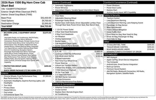 2026 RAM 1500 Big Horn/Lone Star
