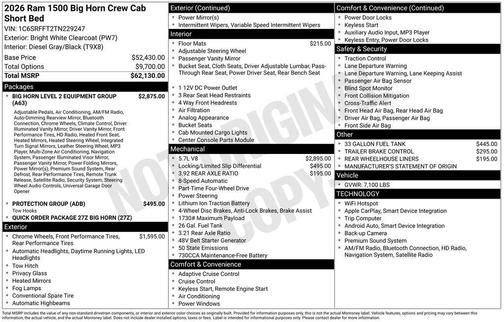 2026 RAM 1500 Big Horn/Lone Star
