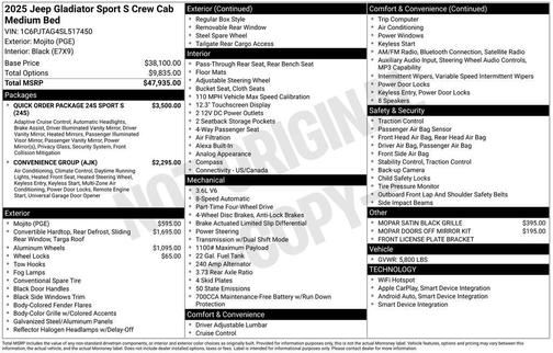 2025 Jeep Gladiator Sport S