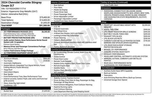 2024 Chevrolet Corvette Stingray w/2LT