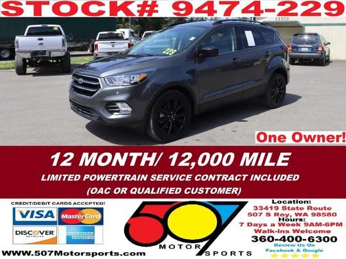 Agate Black Metallic 2019 Ford Escape SE