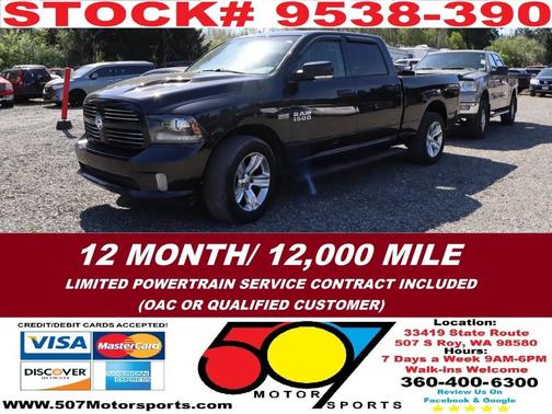 Brilliant Black Crystal Pearl 2016 RAM 1500 Sport