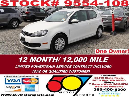 Candy White 2012 Volkswagen Golf 2.5L