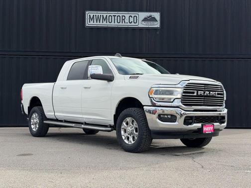 Pearl White 2023 RAM 3500 Laramie Mega Cab 4x4 6'4' Box
