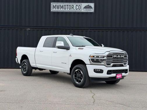 Bright White Clearcoat 2026 RAM 3500 Laramie Mega Cab 4x4 6'4' Box