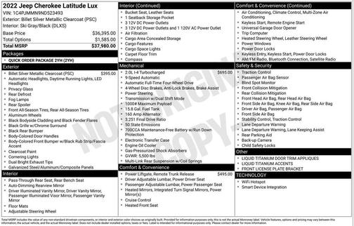 2022 Jeep Cherokee Latitude Lux