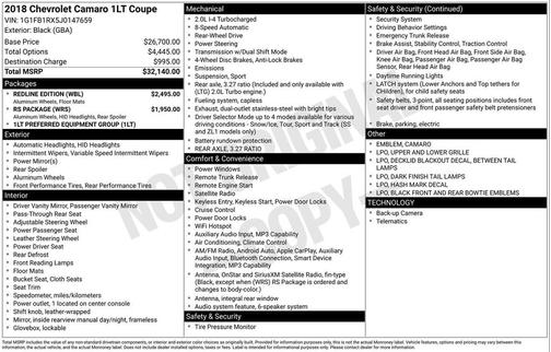 2018 Chevrolet Camaro 1LT