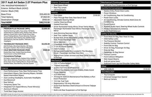 2017 Audi A4 2.0T Premium Plus