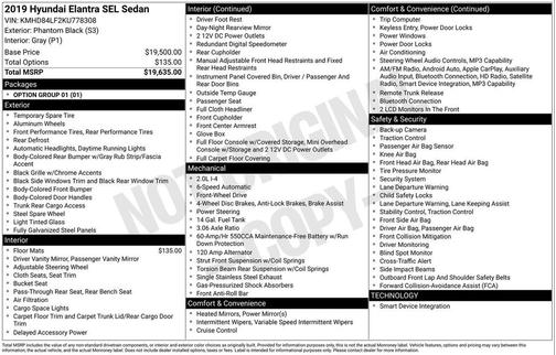 2019 Hyundai ELANTRA SEL