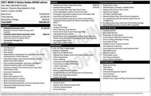 2021 BMW M550 i Xdrive