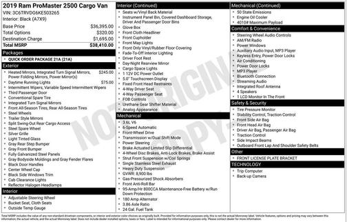 2019 RAM ProMaster 2500 High Roof