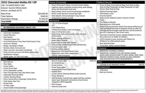 2022 Chevrolet Malibu FWD RS