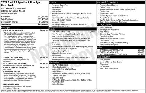 2021 Audi S5 3.0T Prestige