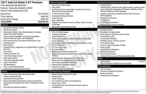2017 Audi A4 2.0T Premium