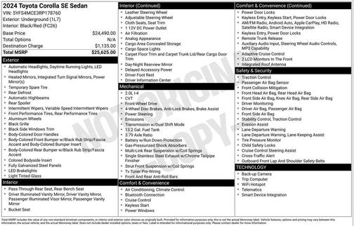 Underground 2024 Toyota Corolla SE