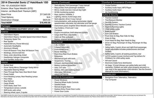 2014 Chevrolet Sonic LT