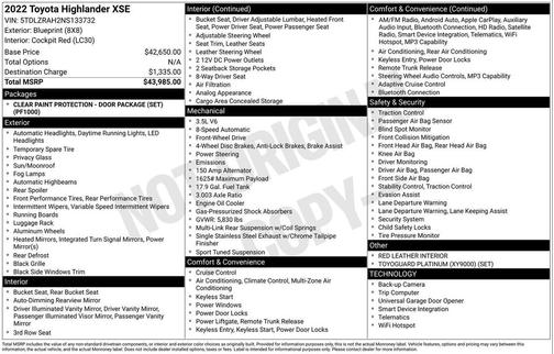 2022 Toyota Highlander XSE