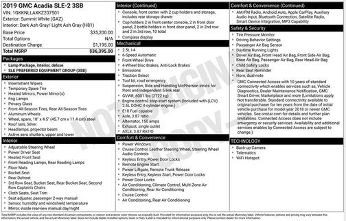 2019 GMC Acadia SLE-2