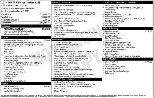 Silver Metallic 2014 BMW 535 535i