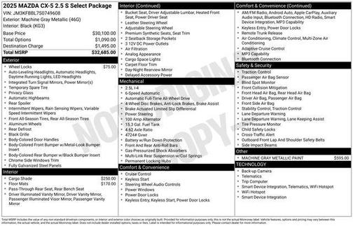 2025 Mazda CX-5 2.5 S Select Package