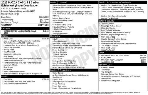 2025 Mazda CX-5 2.5 S Carbon Edition