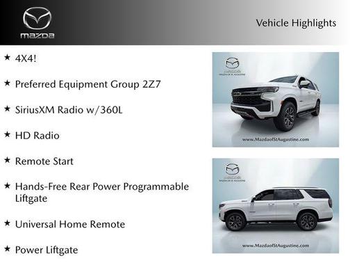 Summit White 2021 Chevrolet Tahoe Z71
