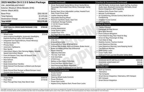 2025 Mazda CX-5 2.5 S Select Package
