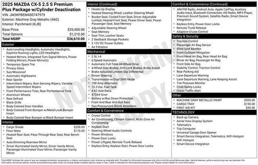 2025 Mazda CX-5 2.5 S Premium Plus Package