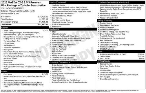 2025 Mazda CX-5 2.5 S Premium Plus Package