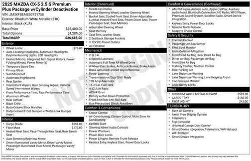 2025 Mazda CX-5 2.5 S Premium Plus Package
