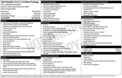 2025 Mazda CX-5 2.5 S Select Package