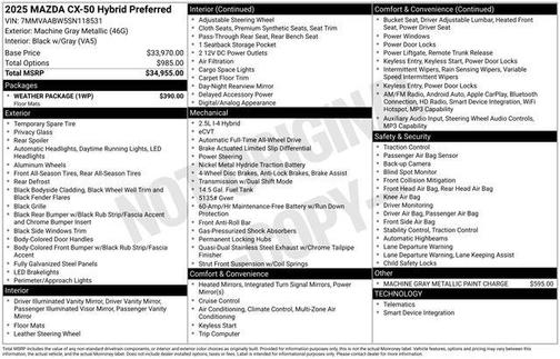 2025 Mazda CX-50 Hybrid Preferred Package