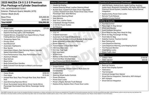 2025 Mazda CX-5 2.5 S Premium Plus Package