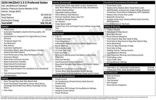 2026 Mazda Mazda3 FWD w/Preferred Package