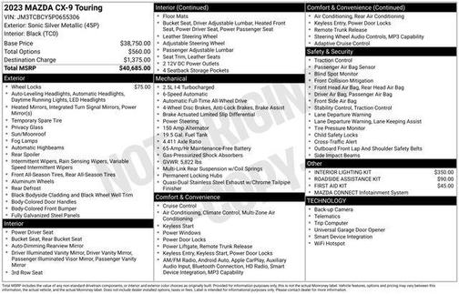 Sonic Silver Metallic 2023 Mazda CX-9 Touring