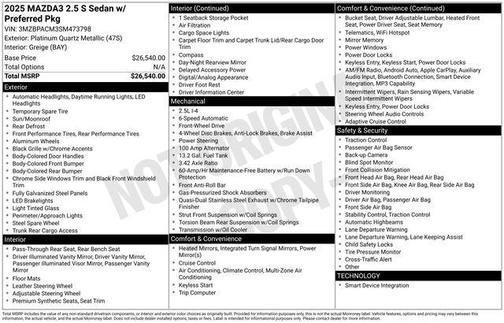 2025 Mazda Mazda3 FWD w/Preferred Package