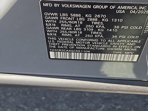 2025 Volkswagen Atlas 2.0T Peak Edition