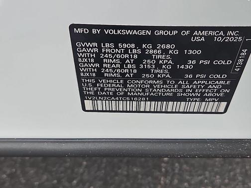 2026 Volkswagen Atlas 2.0T SE