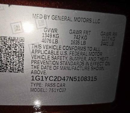 2022 Chevrolet Corvette Stingray w/3LT