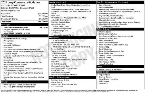 White 2024 Jeep Compass LATITUDE LUX