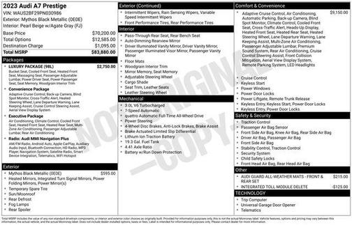 2023 Audi A7 Prestige 55 TFSI quattro S tronic